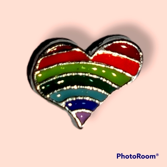 Rainbow Heart Floating Charm - Picture 1 of 1